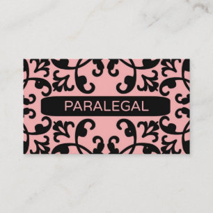 Tarjeta de presentación Paralegal Peach Damask