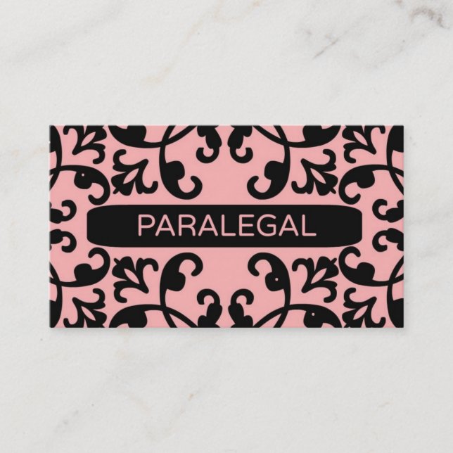 Tarjeta de presentación Paralegal Peach Damask (Anverso)