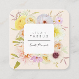 Tarjeta De Presentación Pastel Colored Floral Square Business Card