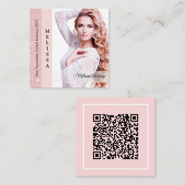 Tarjeta De Presentación Pastel Glitz Custom Pageant Queen Profile Card (Anverso / Reverso)