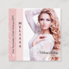 Tarjeta De Presentación Pastel Glitz Custom Pageant Queen Profile Card