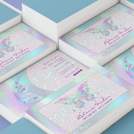 Tarjeta de presentación Pastel Rainbow Holographic