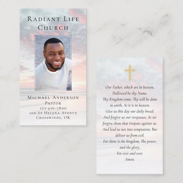 Tarjeta De Presentación Pastor Deacon Photo Sunset Church Business Card (Anverso / Reverso)