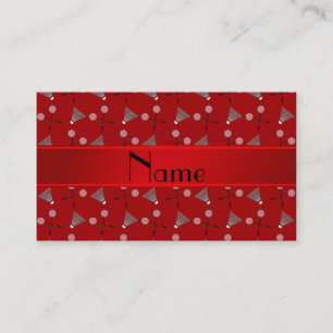 Tarjeta De Presentación Patrón de badminton rojo con nombre personalizado