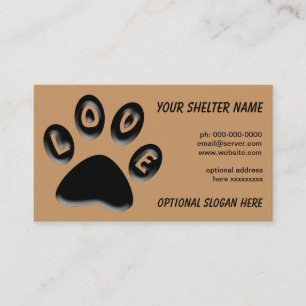 Tarjeta de presentación Paw Print, para refugios,