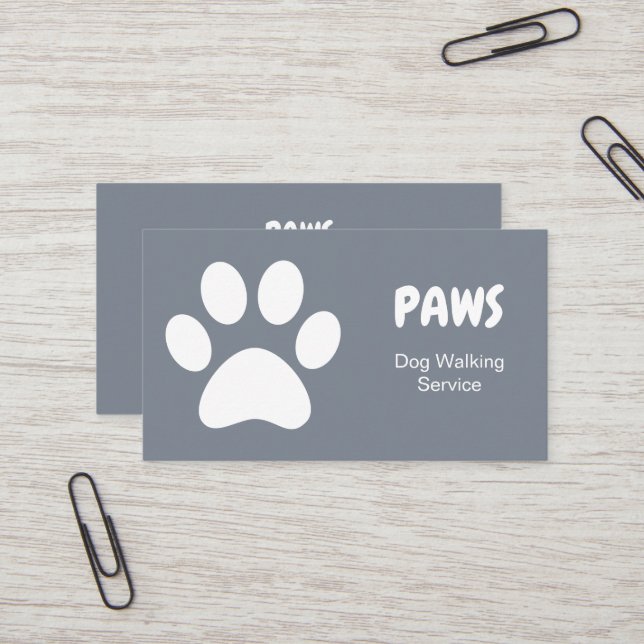 Tarjeta de presentación Paws Dog Walking (Anverso/Reverso In Situ)