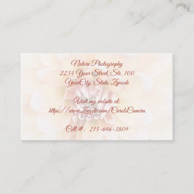 Tarjeta de presentación Peach Dahlia (Anverso)