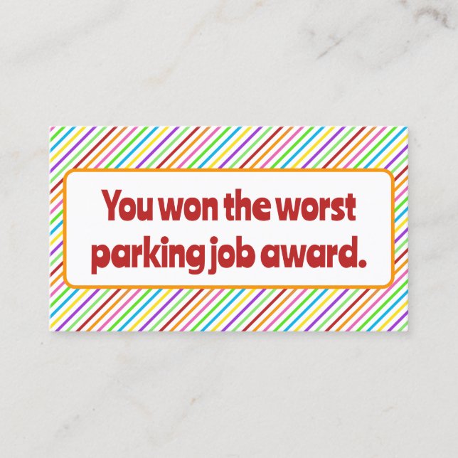 Tarjeta De Presentación Peor Premio al Parking. (Anverso)