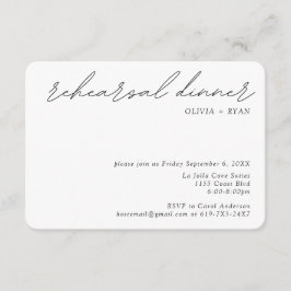 Tarjeta de presentación pequeña para la cena de en