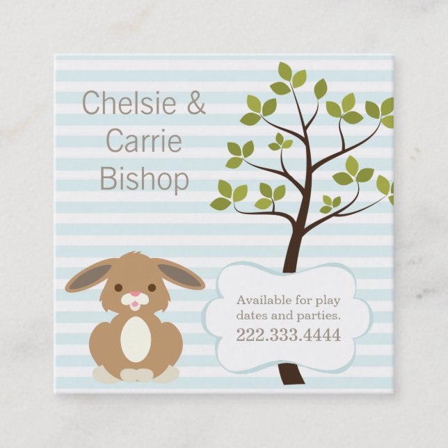 Tarjeta De Presentación Pequeño Bunny Square Play Date Card (Anverso)
