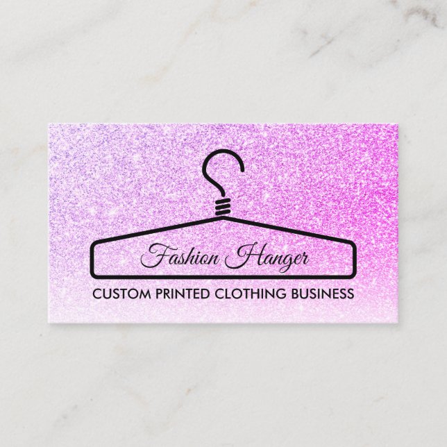 Tarjeta De Presentación Percha barata para ropa elegante rosa (Anverso)