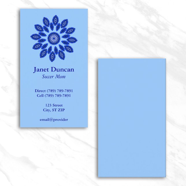 Tarjeta De Presentación Perfil de Mandala Azul (Blue Mandala Profile Calling Card)