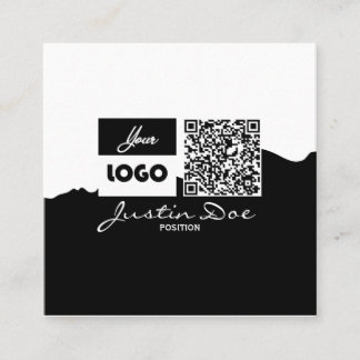 Tarjeta De Presentación Personal Calling Card with QR code Black & White