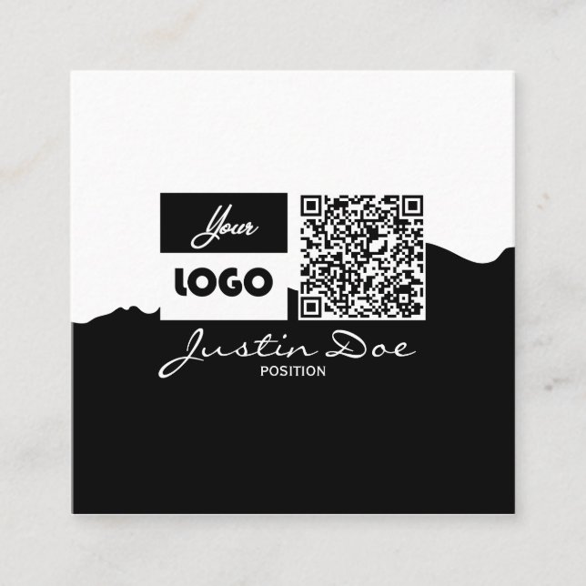 Tarjeta De Presentación Personal Calling Card with QR code Black & White (Anverso)