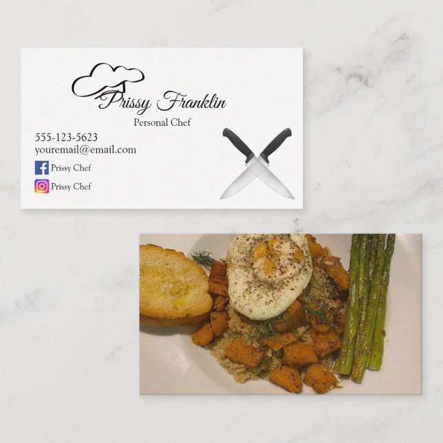 Tarjeta de presentación personal del chef (Anverso / Reverso)