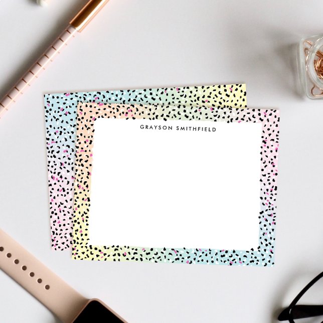 Tarjeta de presentación personal del leopardo del  (pretty pastel rainbow gradient and leopard print personal stationery note cards)