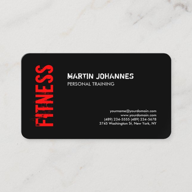 Tarjeta de presentación personal Red Black Fitness (Anverso)
