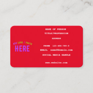 TARJETA DE PRESENTACIÓN PERSONALIZABLE MODERNO ESTILO MARCA VERIFICADA ROJ