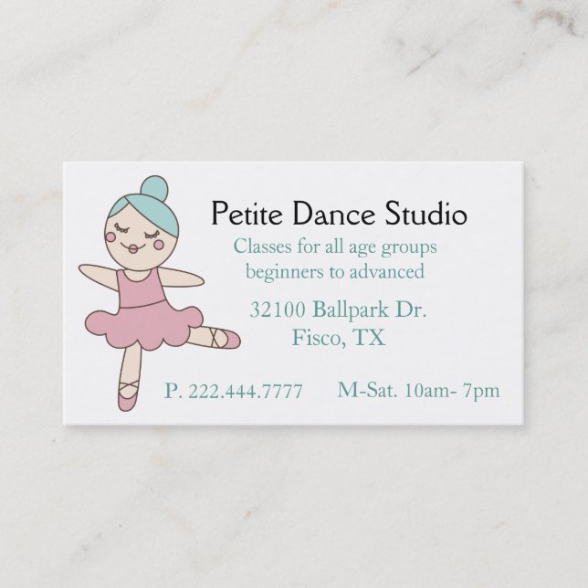 Tarjeta De Presentación Personalizado Cute Dance Studio (Anverso)