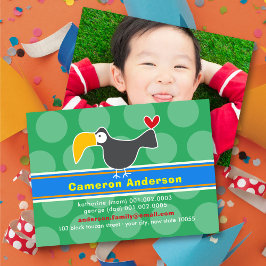 Tarjeta De Presentación Personalizado divertida Toucan Bird Colorous Kid P