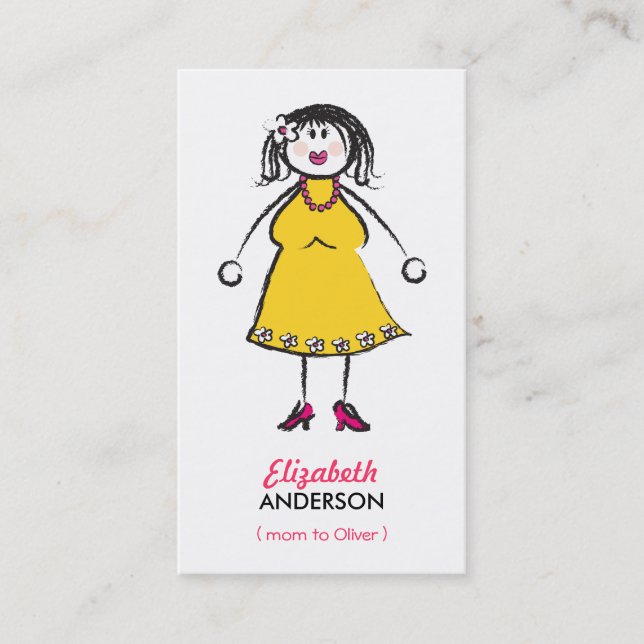 Tarjeta De Presentación Personalizado Feliz Familia, Mamá Del Niño Llamand (Anverso)