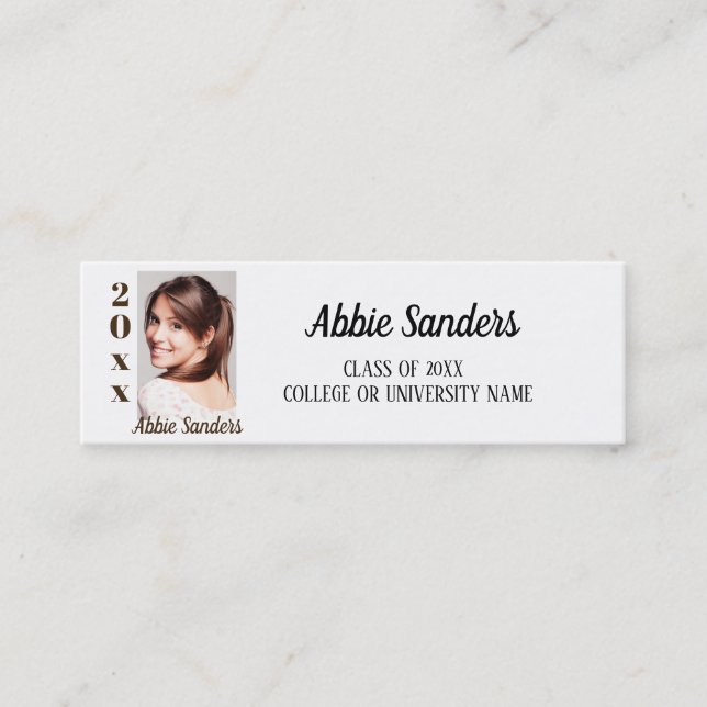 Tarjeta De Presentación Personalizado Graduación de foto blanca Insertar t (Anverso)