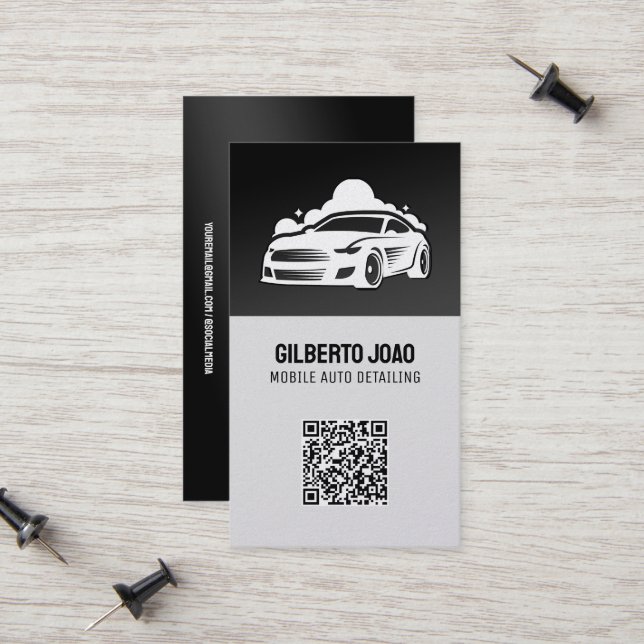 Tarjeta De Presentación Personalizado QR Car Detailer (Anverso/Reverso In Situ)