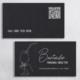 Tarjeta De Presentación Personalizado QR Premium Bartender