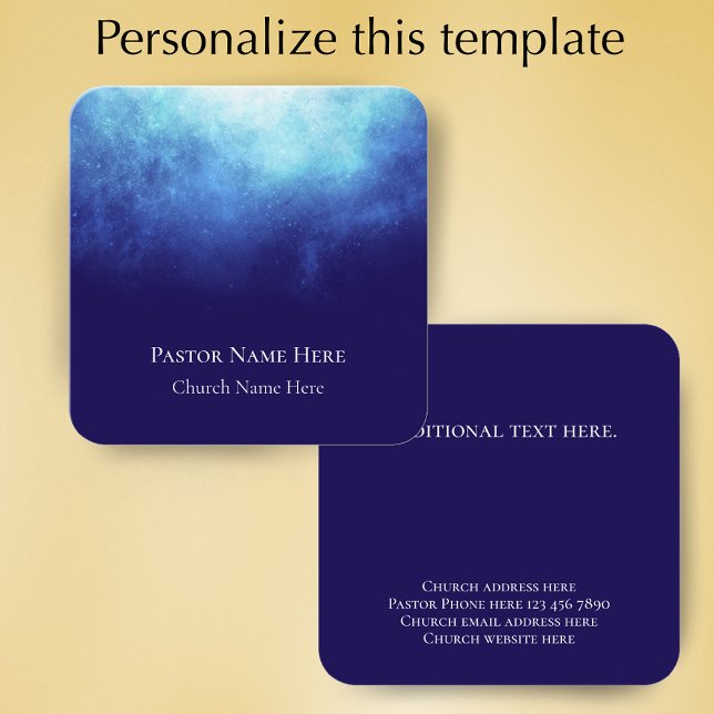 Tarjeta De Presentación Personalizado Texto Iglesia cristiana Pastor Perso (Personalize this modern blue nebula business card. 
)