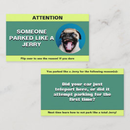 Tarjeta De Presentación Personalizar Parking Like a Jerry, broma de estaci