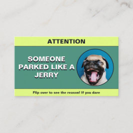 Tarjeta De Presentación Personalizar Parking Like a Jerry, broma de estaci