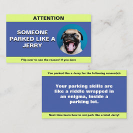 Tarjeta De Presentación Personalizar Parking Like a Jerry, broma de estaci