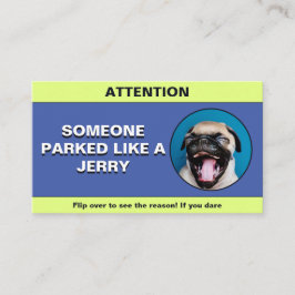 Tarjeta De Presentación Personalizar Parking Like a Jerry, broma de estaci