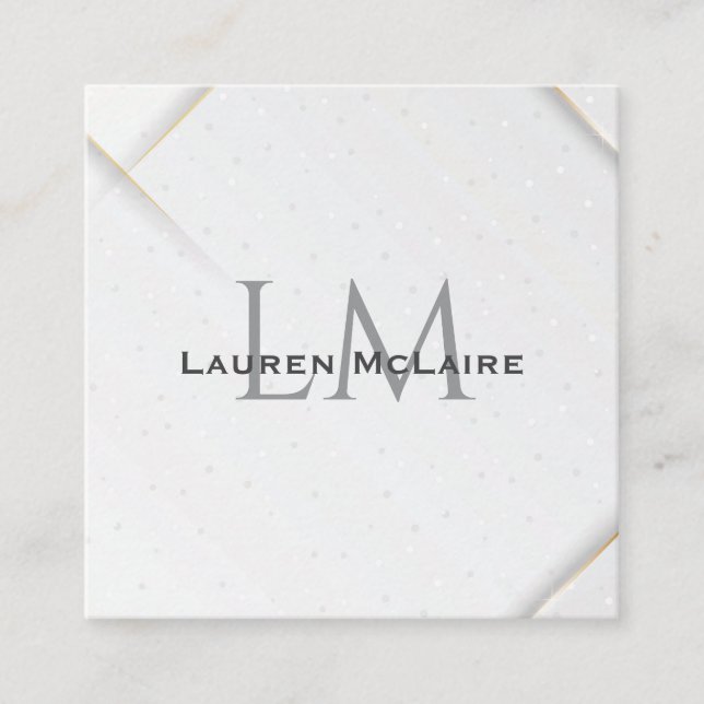 Tarjeta De Presentación Personalized White Sparkle & Gold Accent Monogram  (Anverso)