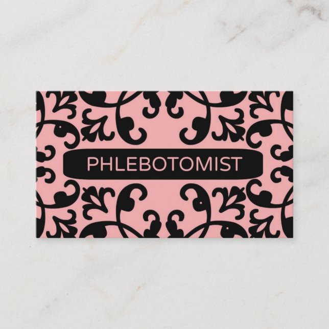Tarjeta de presentación Phlebotomist Peach Damask (Anverso)