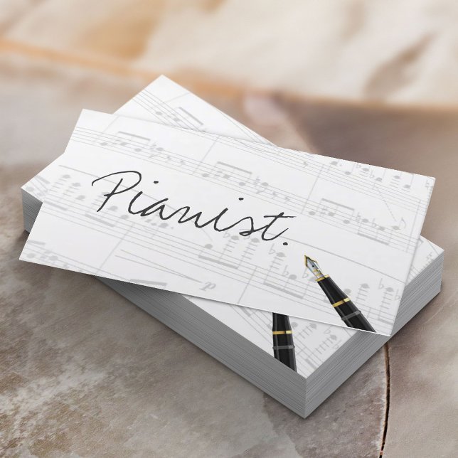 Tarjeta de presentación Pianista con guión de escr (Subido por el creador)