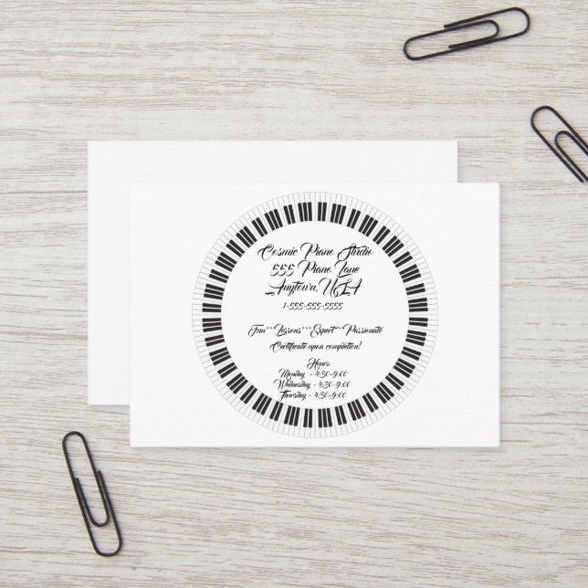 Tarjeta de presentación Piano Lesson Studio (Anverso/Reverso In Situ)