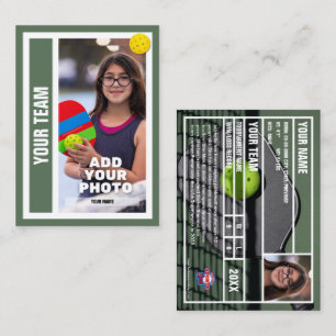 Tarjeta De Presentación Pickleball Player Trading Card - Court Green