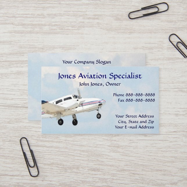 Tarjeta de presentación piloto de avión de doble m (Anverso/Reverso In Situ)