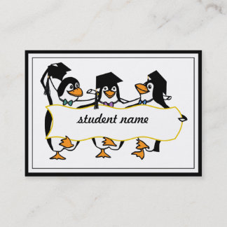 Tarjeta De Presentación Pingüinos graduados con pancarta