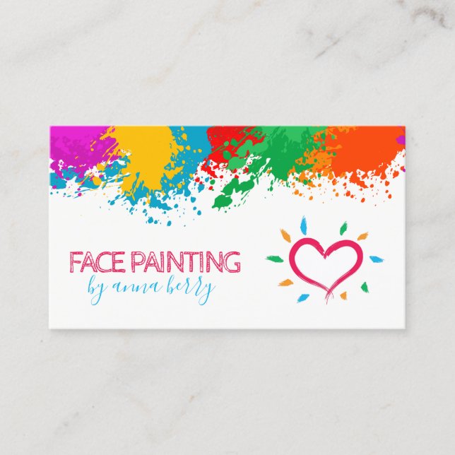 Tarjeta De Presentación Pintador de pintura divertida y pintura cardíaca (Anverso)
