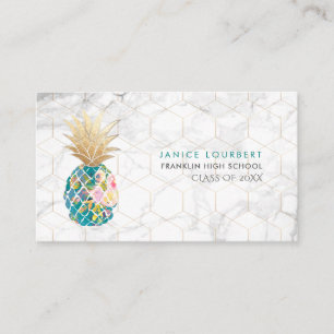 Tarjeta De Presentación PixDezines ALOHA PINA/TEAL/ORO FALSO