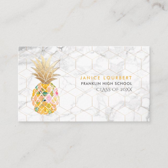 Tarjeta De Presentación PixDezines ALOHA PINEAPPLE/GOLDEN ROD/FAUX ORO (Anverso)