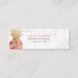 Tarjeta De Presentación PixDezines ALOHA PINEAPPLE/PINK CALIENTE/ORO FAUX