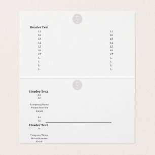 Tarjeta de presentación plegada - Información de e