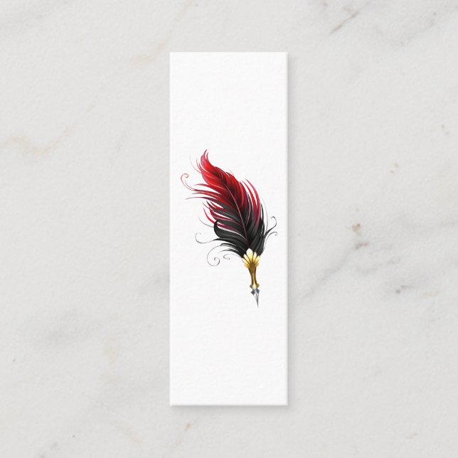 Tarjeta De Presentación Pluma de plumas rojas con nido de oro (Anverso)