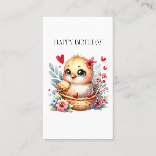 Tarjeta De Presentación Pollito de cumpleaños lindo. (Anverso)