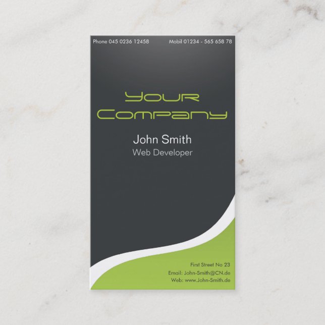 Tarjeta de presentación preciosa web Developer, (Anverso)