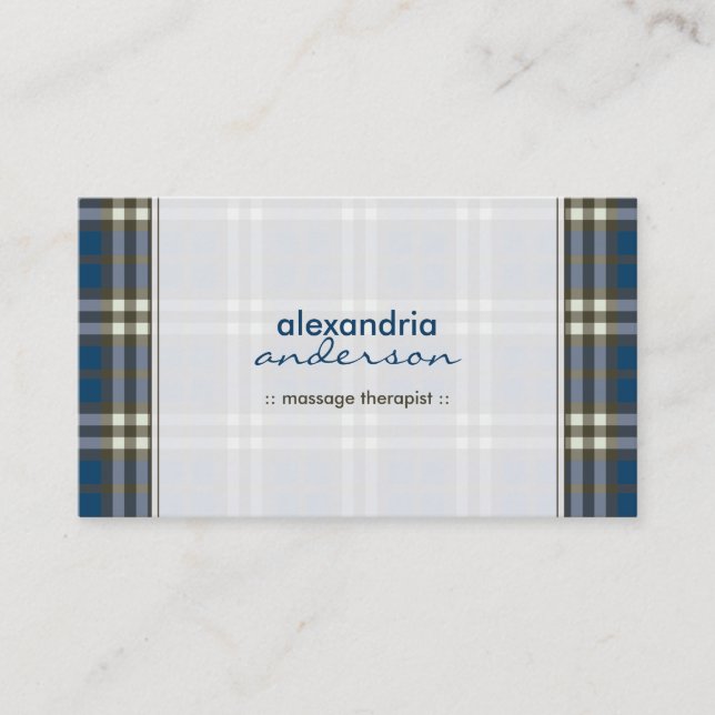 Tarjeta de presentación Preppy Plaid (azul marino) (Anverso)