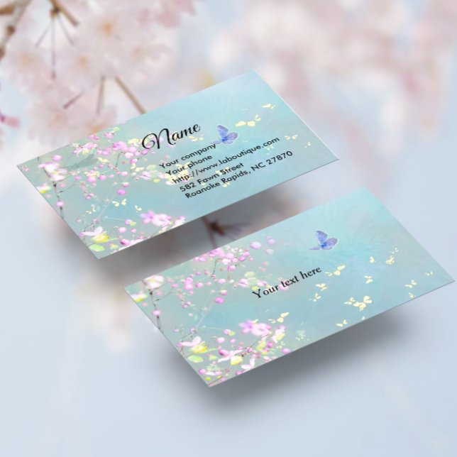 Tarjeta de presentación Primavera Flores y Maripos (Subido por el creador)